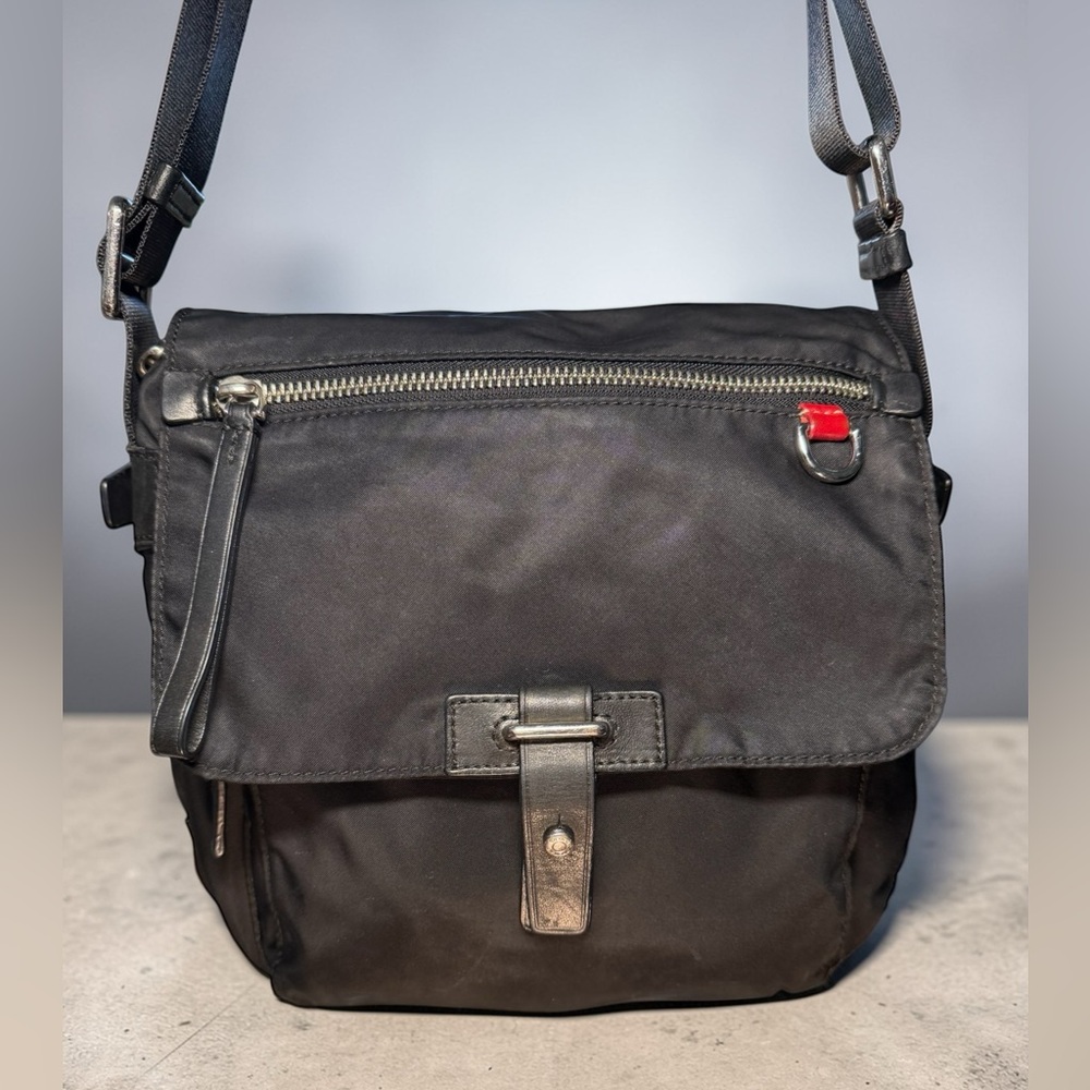 TUMI Black Ballistic Nylon Crossbody Messenger Travel Bag Adjustable Strap - Picture 4 of 14